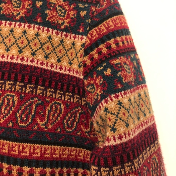 Vittadini Sport M Burgundy Fair Isles Merino Wool Pullover Sweater - Picture 6 of 8